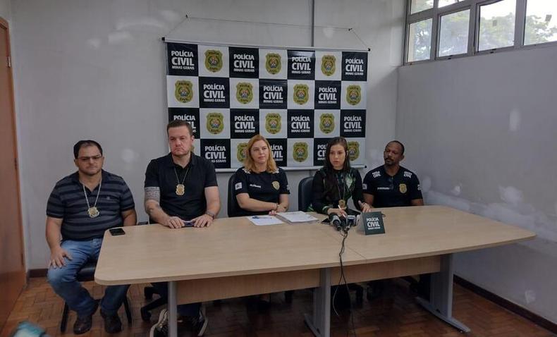 A Polícia Civil de Minas Gerais concedeu entrevista coletiva para falar sobre o crime e a prisão da suspeita(foto: Edesio Ferreira/EM/D.A Press) A Polícia Civil de Minas Gerais concedeu entrevista coletiva