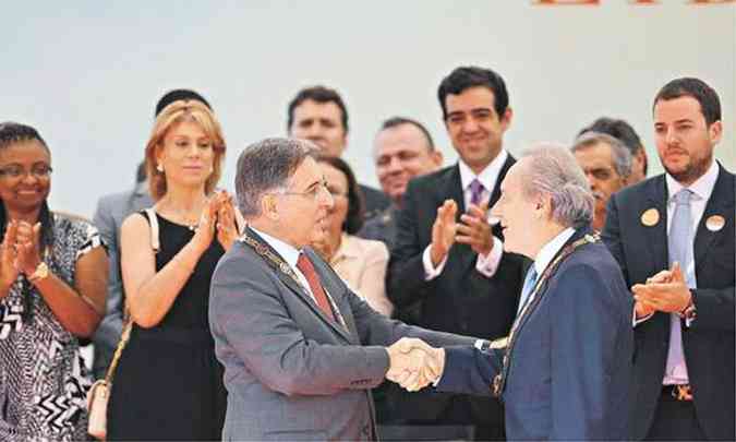 Apesar de ter sido o principal homenageado, o ministro Ricardo Lewandowski no discursou na cerimnia(foto: Leandro Couri/EM/D.A Press)