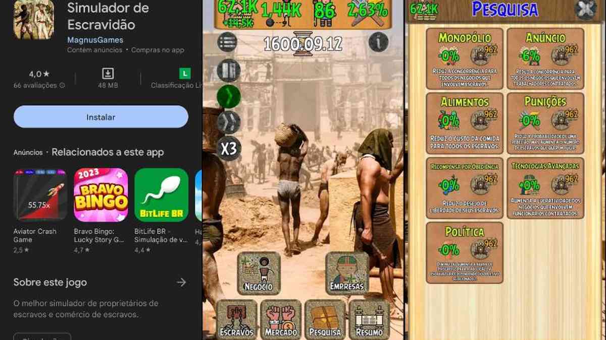 Jogo Simulador de Escravidão no Google Play gera indignação nas redes  sociais - Drops de Jogos