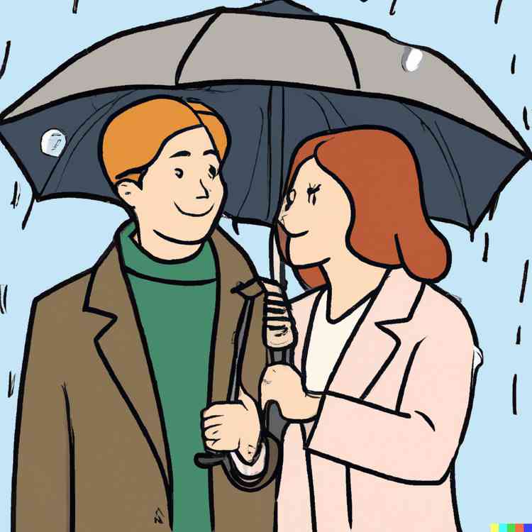 Casal debaixo de guarda chuva