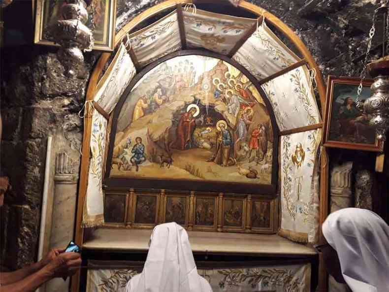 A Sagrada Famlia em pintura que recria cena do nascimento do Menino Jesus(foto: Gustavo Werneck/EM/D.A Press)