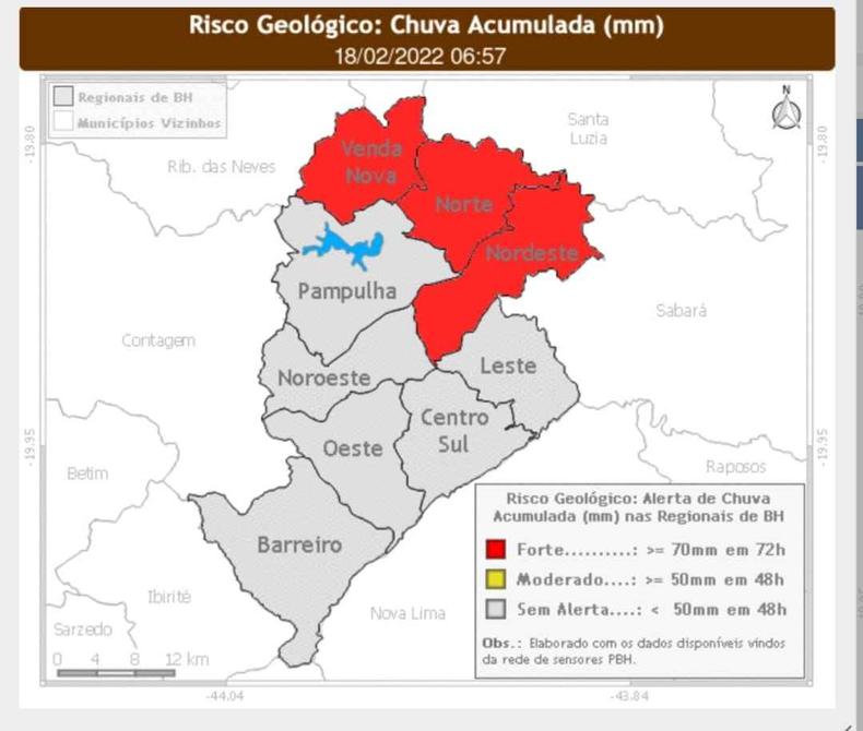 Mapa de risco geolgico em Belo Horizonte