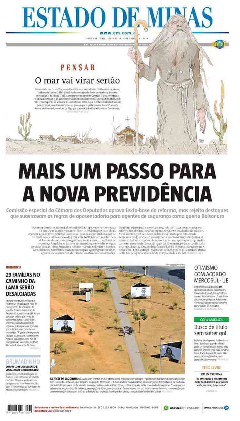 Confira a Capa do Jornal Estado de Minas do dia 05/07/2019(foto: Estado de Minas)