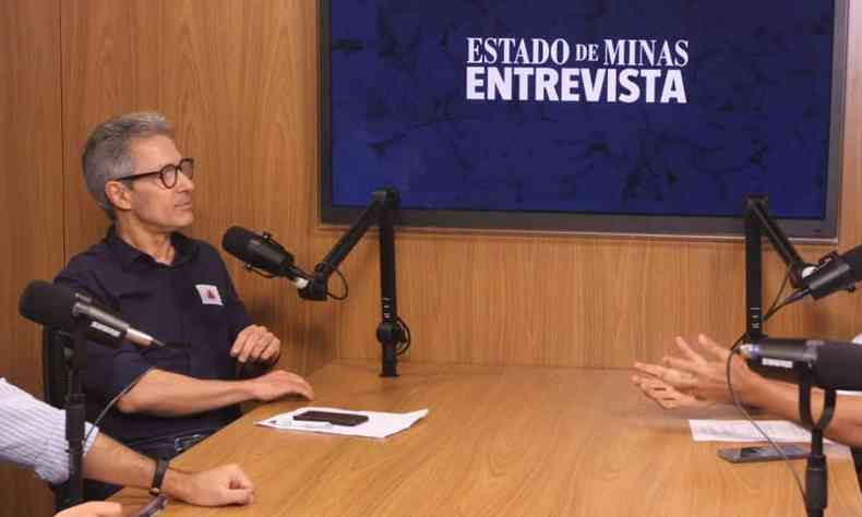 Governador Romeu Zema em entrevista ao Estado de Minas