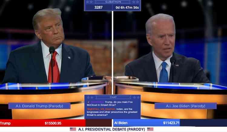 Debate via inteligncia artificial de Trump e Biden