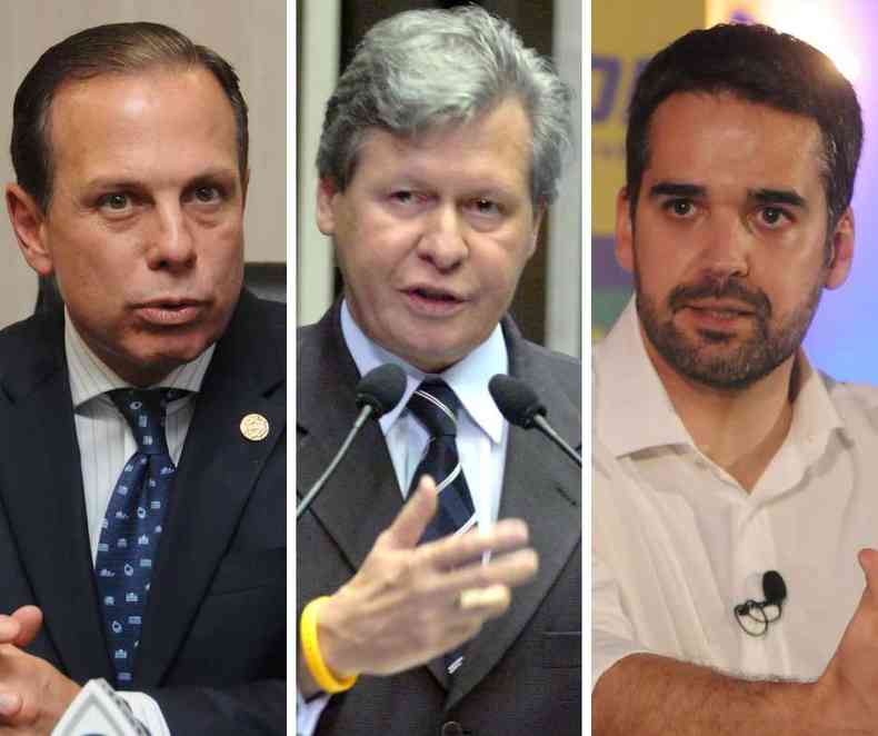Joo Doria, Arthur Virgilio e Eduardo Leite, que disputam a candidatura a presidente pelo PSDB