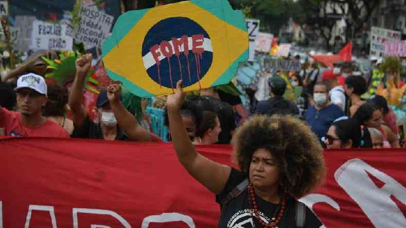 Protesto contra a fome em So Paulo em abril de 2022