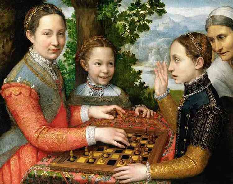 'A partida de xadrez', um dos quadros mais famosos de Sofonisba (1555) 