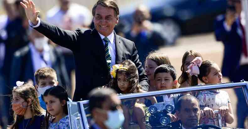 Bolsonaro no desfile de 7 de setembro de 2020: este ano, ele mesmo convocou as manifestaes em defesa do seu governo