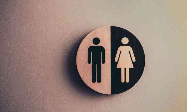 Símbolos de um homem e mulher usados normalmente para identificar gênero para banheiro