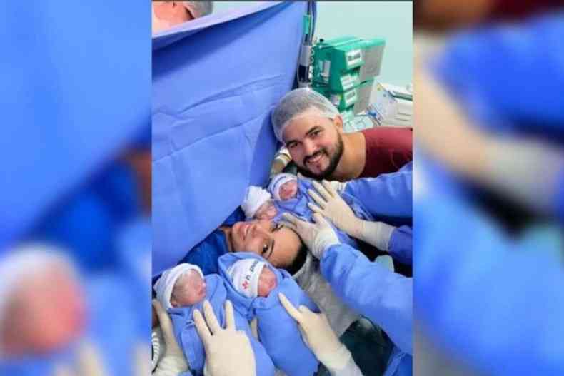 Marjorie Lino, de 35 anos, deu  luz a quadrigmeos em um parto na Maternidade Eugnia Pinheiro, em Fortaleza, Cear