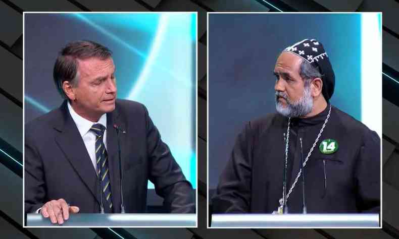 Padre Kelmon e Jair Bolsonaro em debate no SBT 