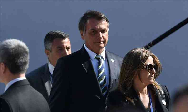 O presidente Jair Bolsonaro participa da cerimnia de posse de Luis Lacalle Pou(foto: AFP / EITAN ABRAMOVICH)
