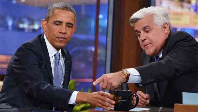 Presidente americano participou de programa de entrevistas do apresentador Jay Leno na tera-feira, 06(foto: AFP PHOTO/Mandel NGAN )