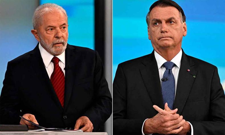 Luiz Incio Lula da Silva (PT) e Jair Bolsonaro (PL) no debate da TV Globo