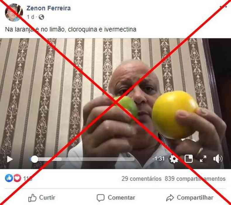 Captura de tela feita em 24 de julho de 2020 de vdeo publicado no Facebook