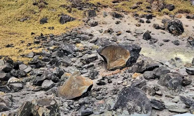 A simbologia por trás da pedra se dá por meio de uma lenda japonesa (foto: Reprodução/Redes Sociais) Pedra em parque no Japão rompida