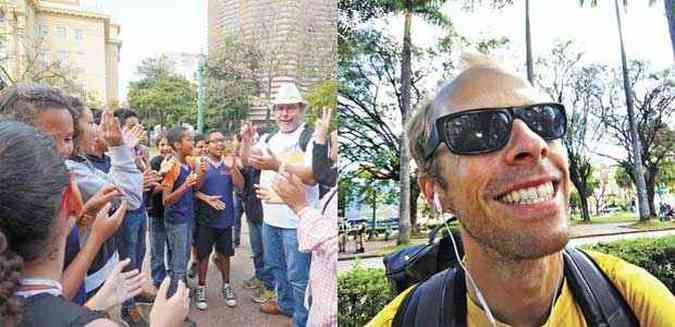 J com o ingresso da final nas mos, Hubert Shumacher foi aplaudido por crianas na Praa da Liberdade. Till Hufnagel aproveitou o dia para conhecer o Edifcio Niemeyer e no conseguia disfarar a felicidade(foto: Euler Junior/EM DA Press )