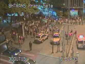 Protesto fechou parte da Avenida Afonso Pena(foto: BHTrans/Reproduo)
