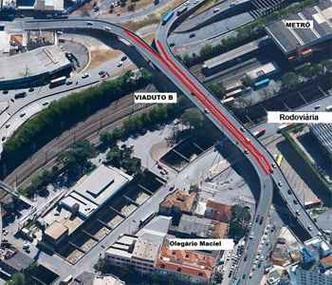 Trecho do viaduto que est� interditado (clique para ampliar)(foto: BHTrans/Divulga��o)