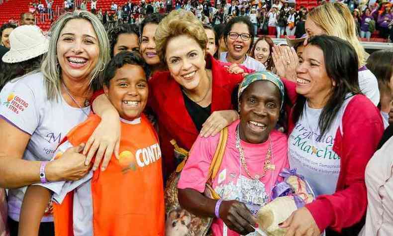 As mesmas palavras de ordem foram usadas para saudar Dilma, nesta quarta-feira, no encerramento da 5 Marcha das Margaridas (foto)(foto: Roberto Stuckert Filho/ PR)