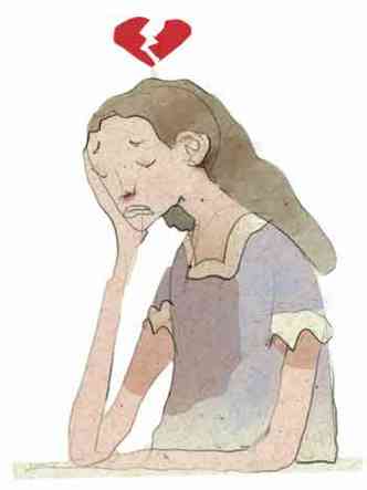 Ilustração de uma mulher sofrendo por amor