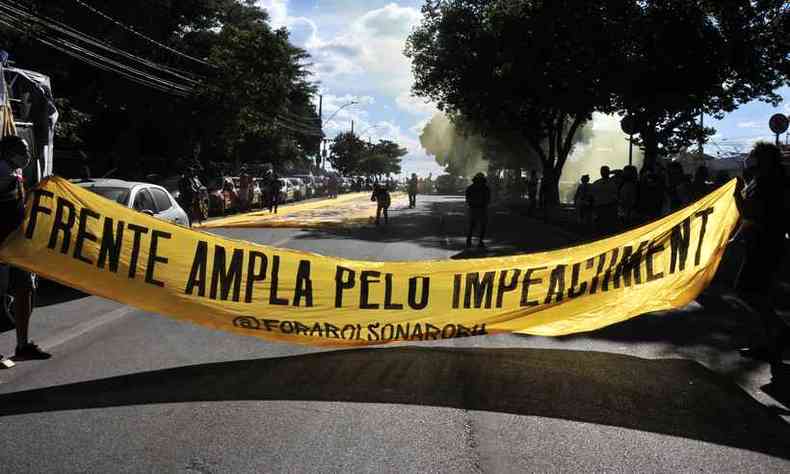 Protesto contra o presidente Jair Bolsonaro que aconteceu no ltimo sbado (23/1) em Belo Horizonte (foto: Marcos Vieira/EM/D.A Press)