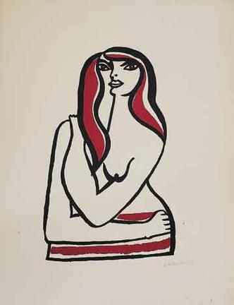 Figura feminina cobre os seios em quadro do pintor Di Cavalcanti