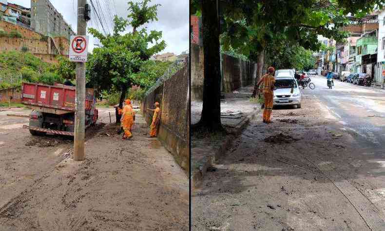 Agentes da Superintendncia de Limpeza Urbana de Belo Horizonte em fora-tarefa para remoo de entulhos decorrentes das chuvas na capital(foto: SLU/Reproduo)