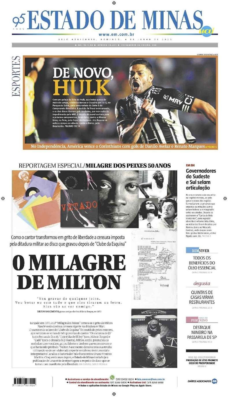 Confira a Capa do Jornal Estado de Minas do dia 04/06/2023