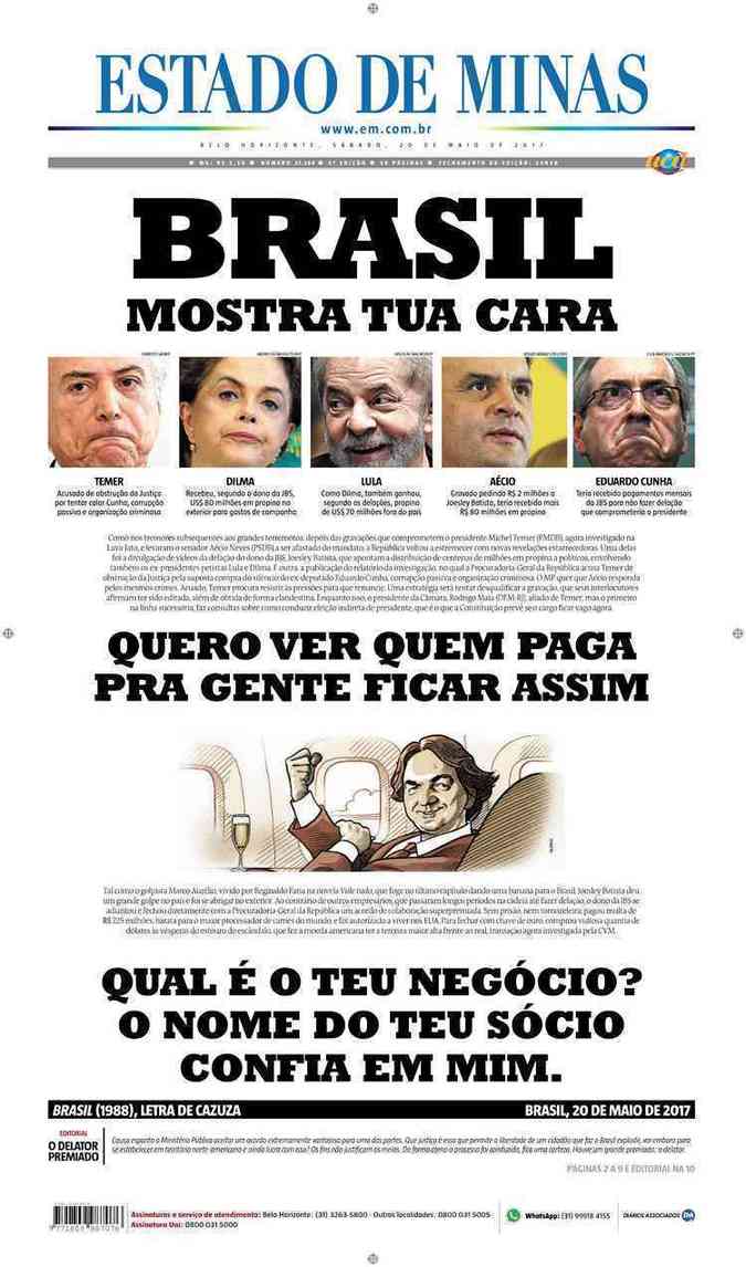 Confira a Capa do Jornal Estado de Minas do dia 20/05/2017