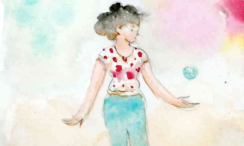 Ilustrao mostra mulher arremessando bola para cima