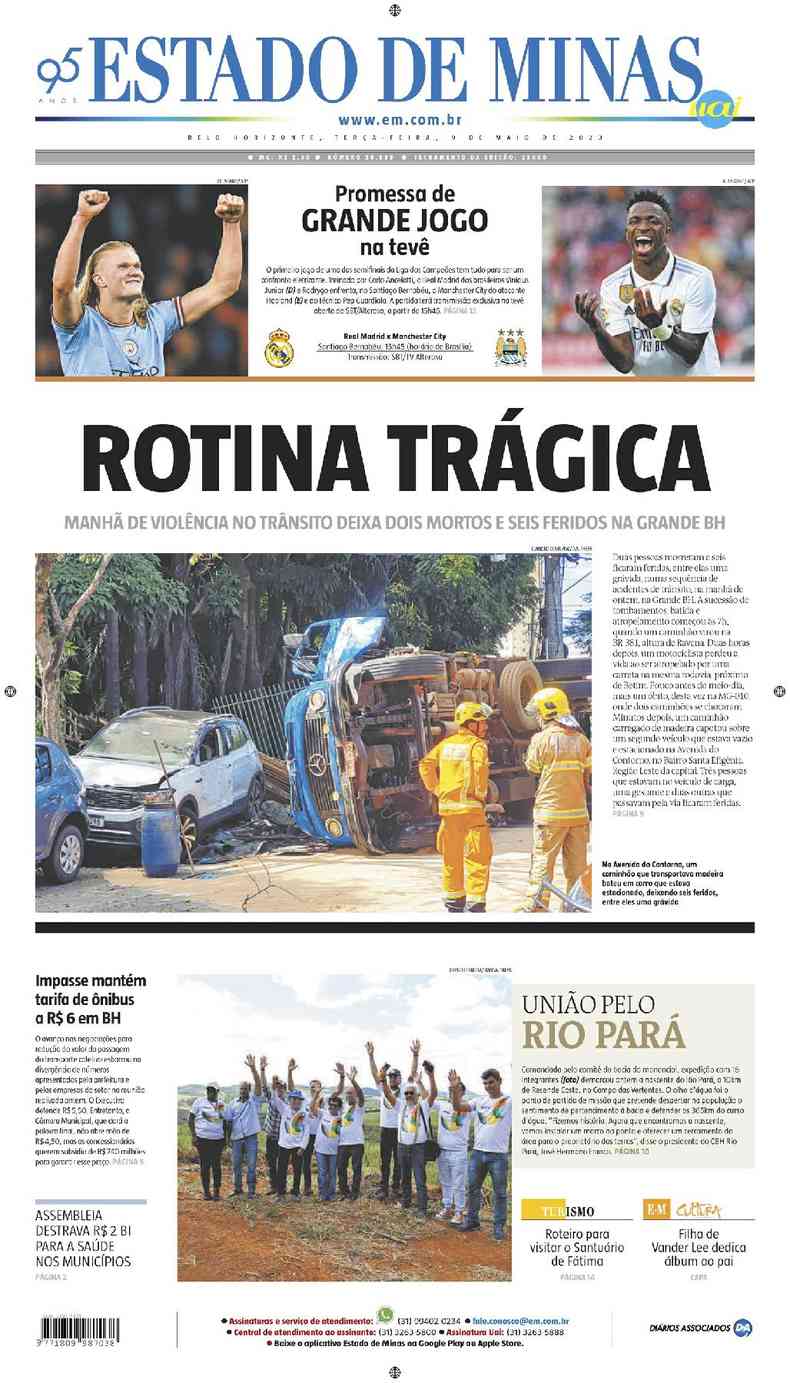 Confira a Capa do Jornal Estado de Minas do dia 10/08/2023