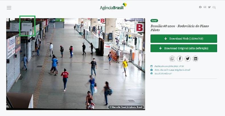 Captura de tela feita em 25 de abril de 2023 do site da Agncia Brasil que mostra o interior da rodoviria do Plano Piloto
