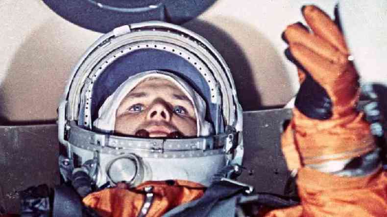 Yuri Gagarin fez histria em 1961. Esta foto foi tirada minutos antes da decolagem(foto: Science & Society Picture Library)