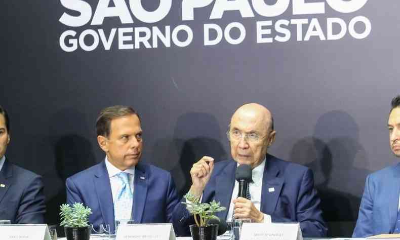 O governador de So Paulo, Joo Doria (PSDB) e o secretrio estadual de Fazenda, Henrique Meirelles(foto: SP Notcias/Reproduo)