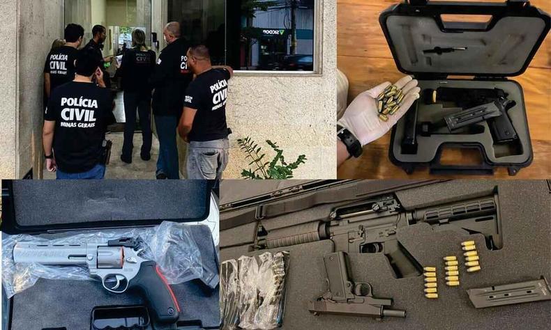 Medidas protetivas preveem a apreensão de armamento mesmo para os CACs, como são conhecidos colecionadores, atiradores e caçadores (foto: PCMG/ Divulgação) Imagens de operação policial para apreensão de armamento no bairro Belvedere, em BH