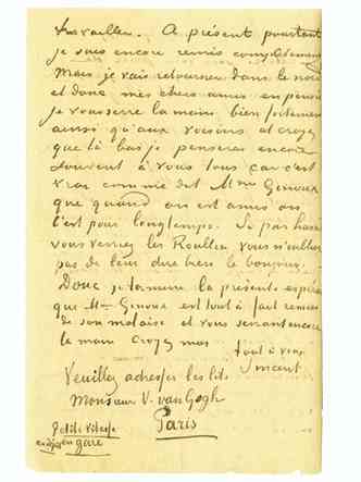 Dois meses antes de seu suicdio, em carta para Joseph Ginoux, Van Gogh descreve o mobilirio de seu quarto, imortalizado nas trs verses da obra O quarto(foto: Reproduo)