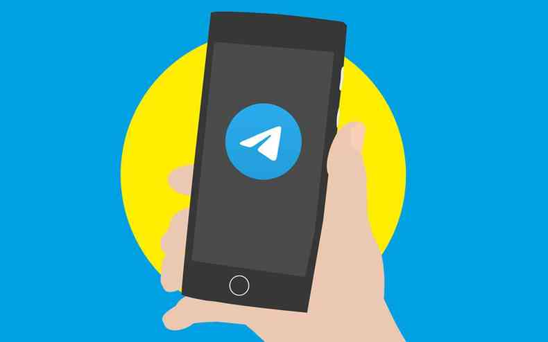 Ilustração: celular aberto com app Telegram