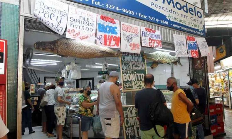 Na foto, loja Peixaria Modelo, no Mercado Central