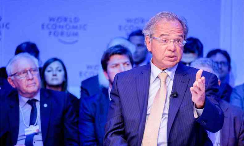 Paulo Guedes disse que dlar alto no era um problema(foto: World Economic Forum/Walter Duerst )
