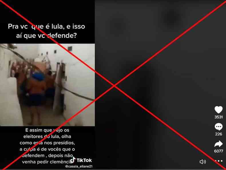 Captura de tela feita em 3 de outubro de 2022 de uma publicao no TikTok 