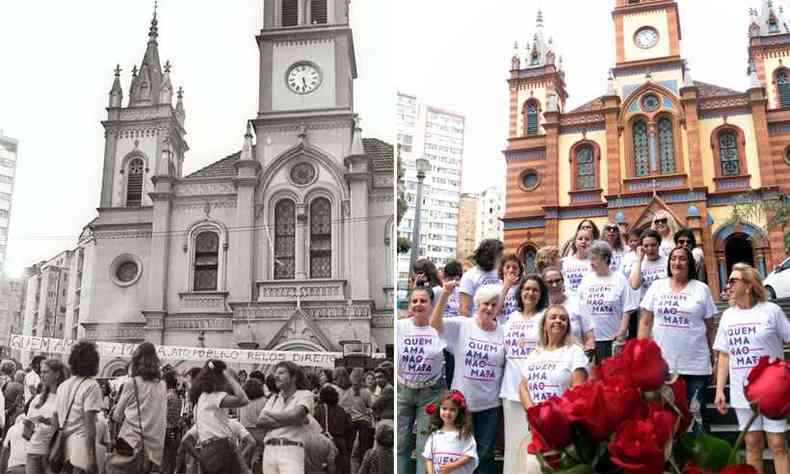 Trinta e oito anos separam as imagens de protestos de mulheres contra feminicdio (foto: Vera Godoy/Jair Amaral/EM/D.A Press)