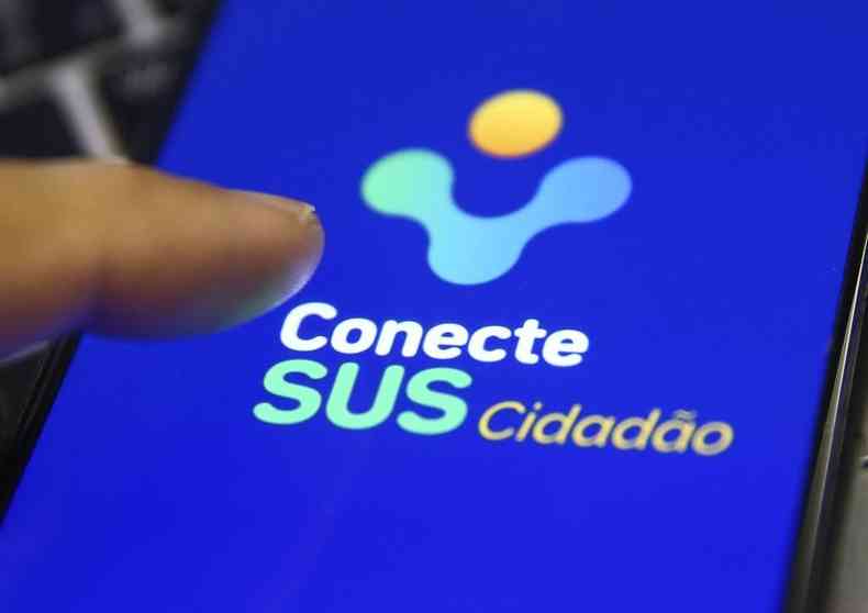 tela de celular mostra o app do Conecte SUS