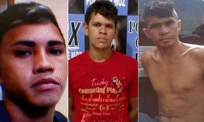 Da esquerda pra direita, Elinaldo Santos Viana (Tonelada), foragido; Josiel Ferreira Ramos (Badinho), preso; e Jos Divino Gil (Pelado), foragido(foto: Divulgao/Polcia Civil)