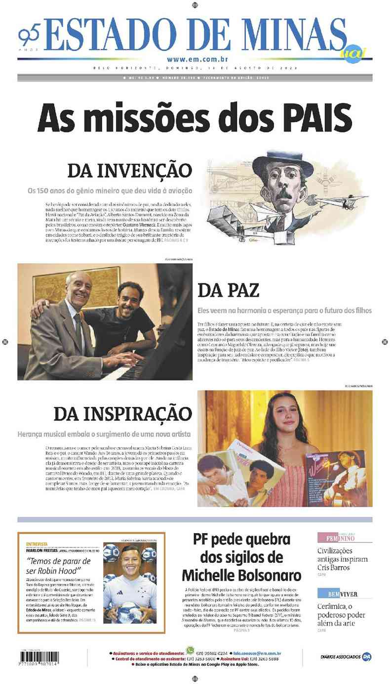 Confira a Capa do Jornal Estado de Minas do dia 10/08/2023