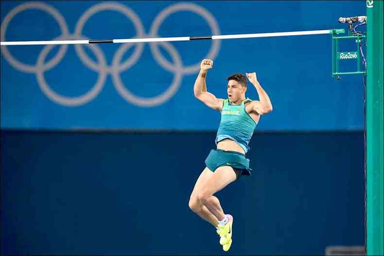 Medalha de ouro na Olimpada do Rio%u20192016, Thiago Braz  esperana de pdio no salto com vara(foto: FRANCK FIFE /AFP - 15/8/16)