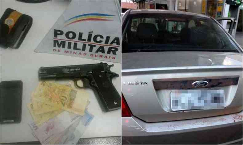 Grupo usou rplica de pistola para roubar dinheiro e celulares de oficina mecnica(foto: Polcia Militar/Divulgao)