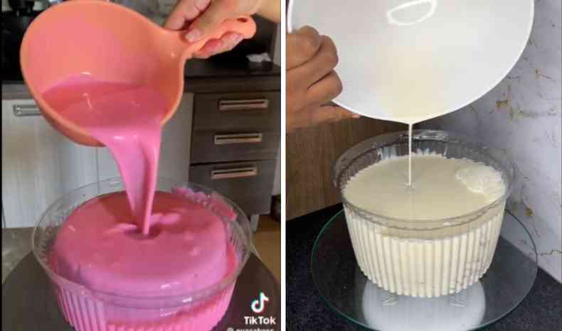 Imagens mostram dois bolos alagados diferentes
