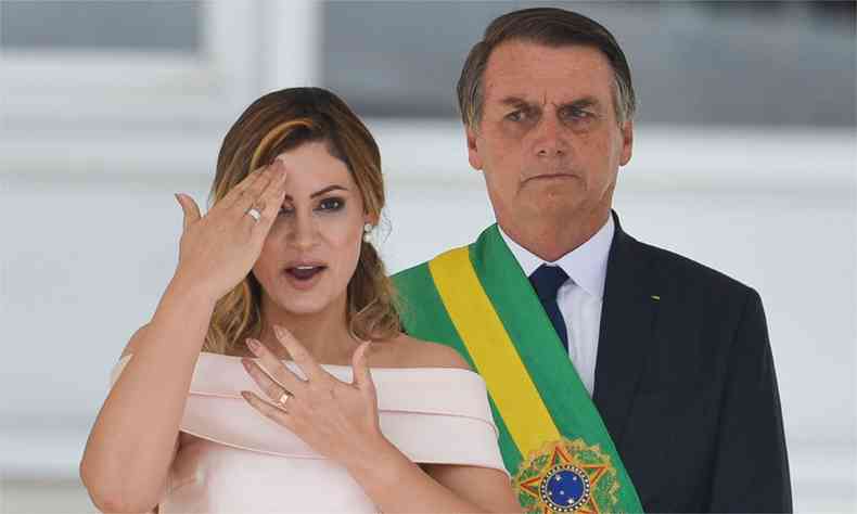 Michelle Blsonaro no dia da posse do marido, quando fez discurso em braile(foto: Marcelo Camargo/Agncia Brasil - 01/01/2019)